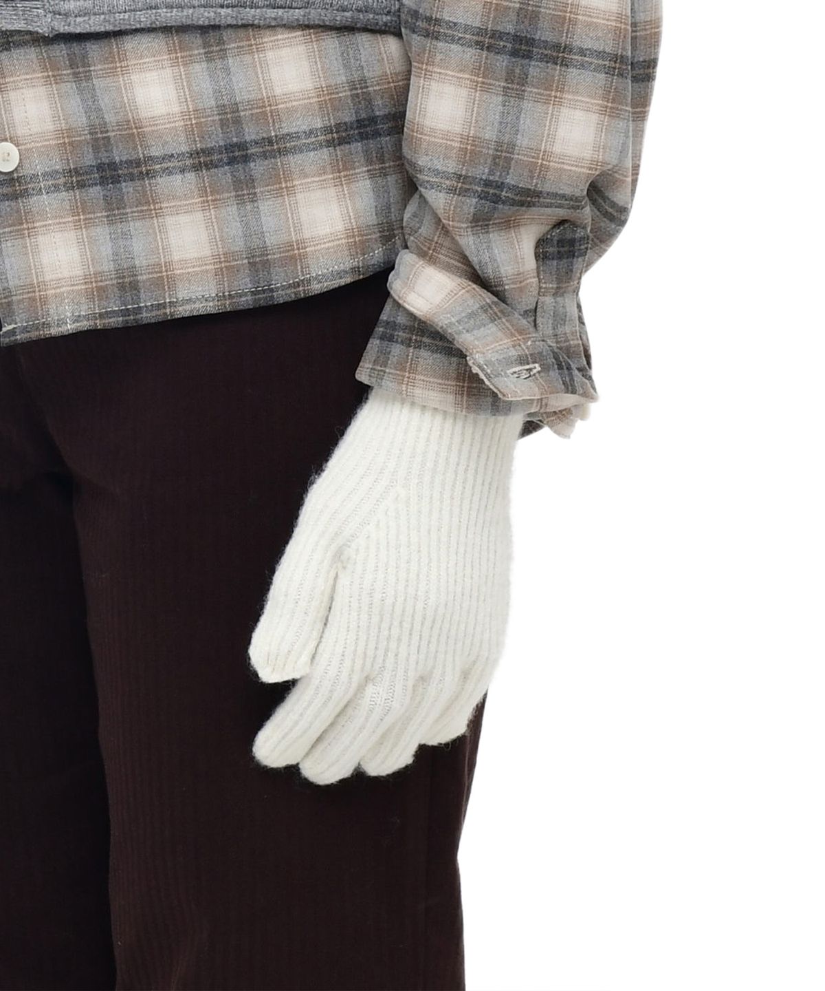 벨지(VELSEY) 울 블렌디드 클래식 립 글러브 화이트