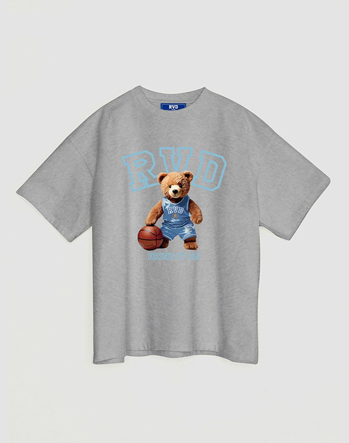 알브이디(RVD) 테디베어 Basketball 오버핏 반팔티 (멜란지그레이)
