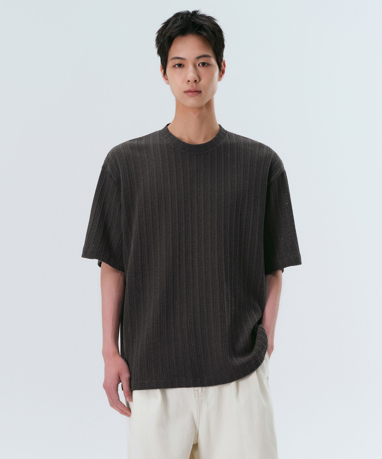 MUSINSA | MUSINSA STANDARD Relaxed Crochet Knit T-Shirt