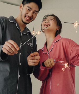 [2PACK] 데일리심플 커플 긴팔 잠옷 세트