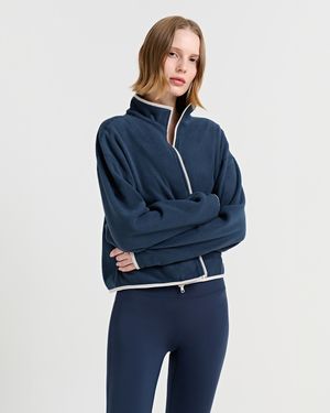 플리스 콘트라스트 지퍼 집업 재킷(FMOT5014W)_이브닝 블루