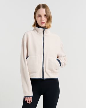 플리스 콘트라스트 지퍼 집업 재킷(FMOT5014W)_데이 샌드