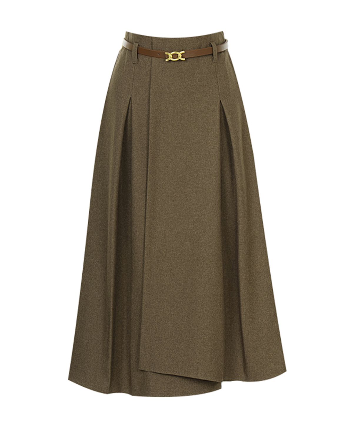 티뷰(TVIEW) 장식벨티드핀턱플레어스커트_V5C-CSK005