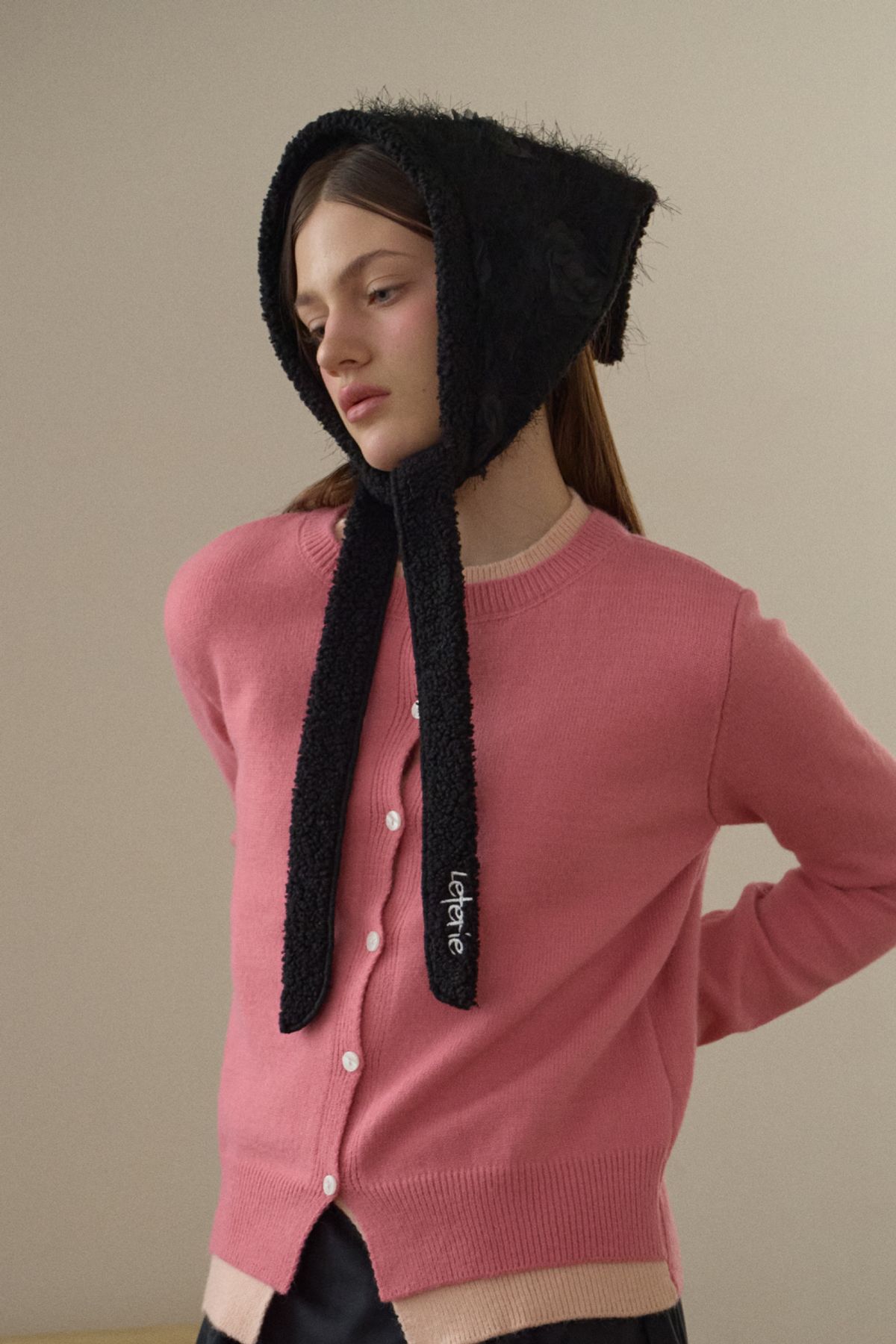 레터리(LETERIE) TERRY ROSE LACE BONNET_BLACK