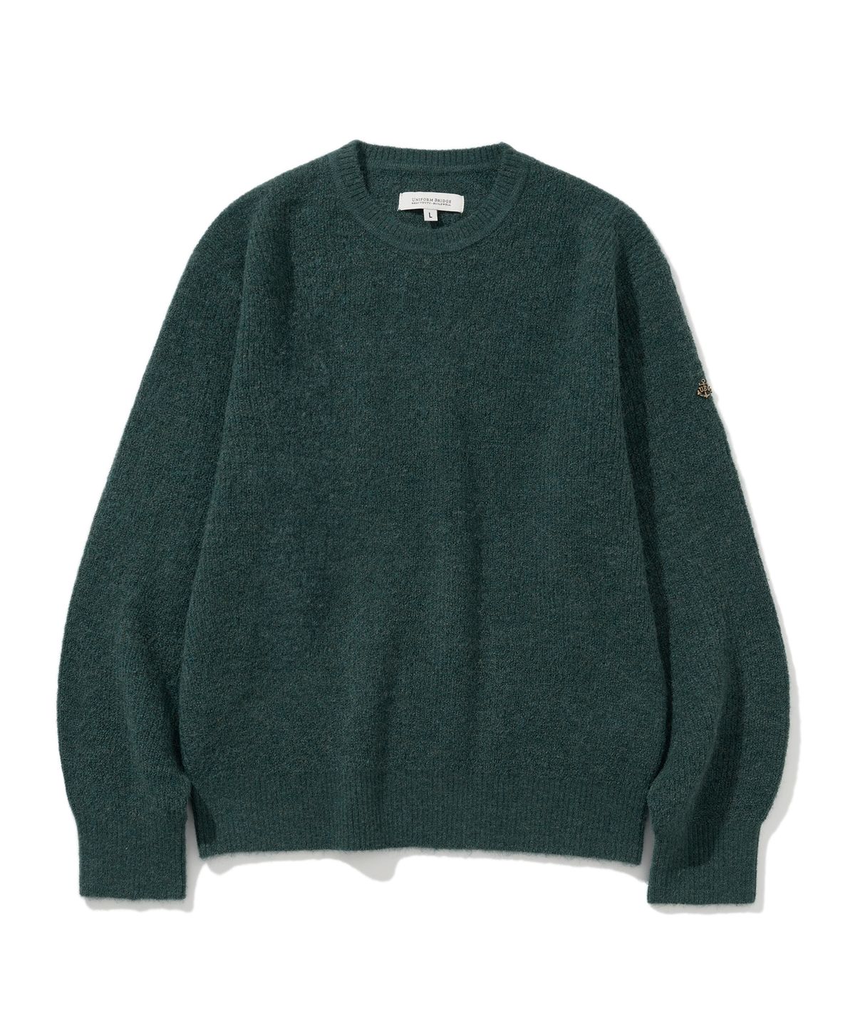 유니폼브릿지(UNIFORM BRIDGE) alpaca crew neck knit teal green
