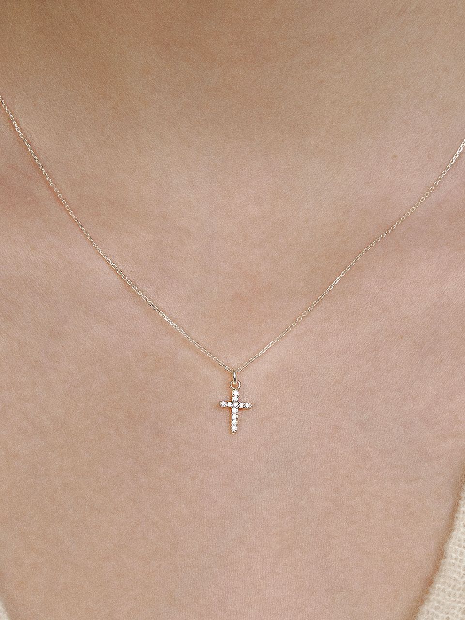 ☆Hei☆ sv925 cubic cross necklace HE24WINSW108XXFR MUSINSA | HEI [sv925] cubic cross necklace