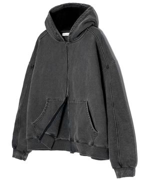 투웨이 피그먼트 헤비 후드집업 차콜