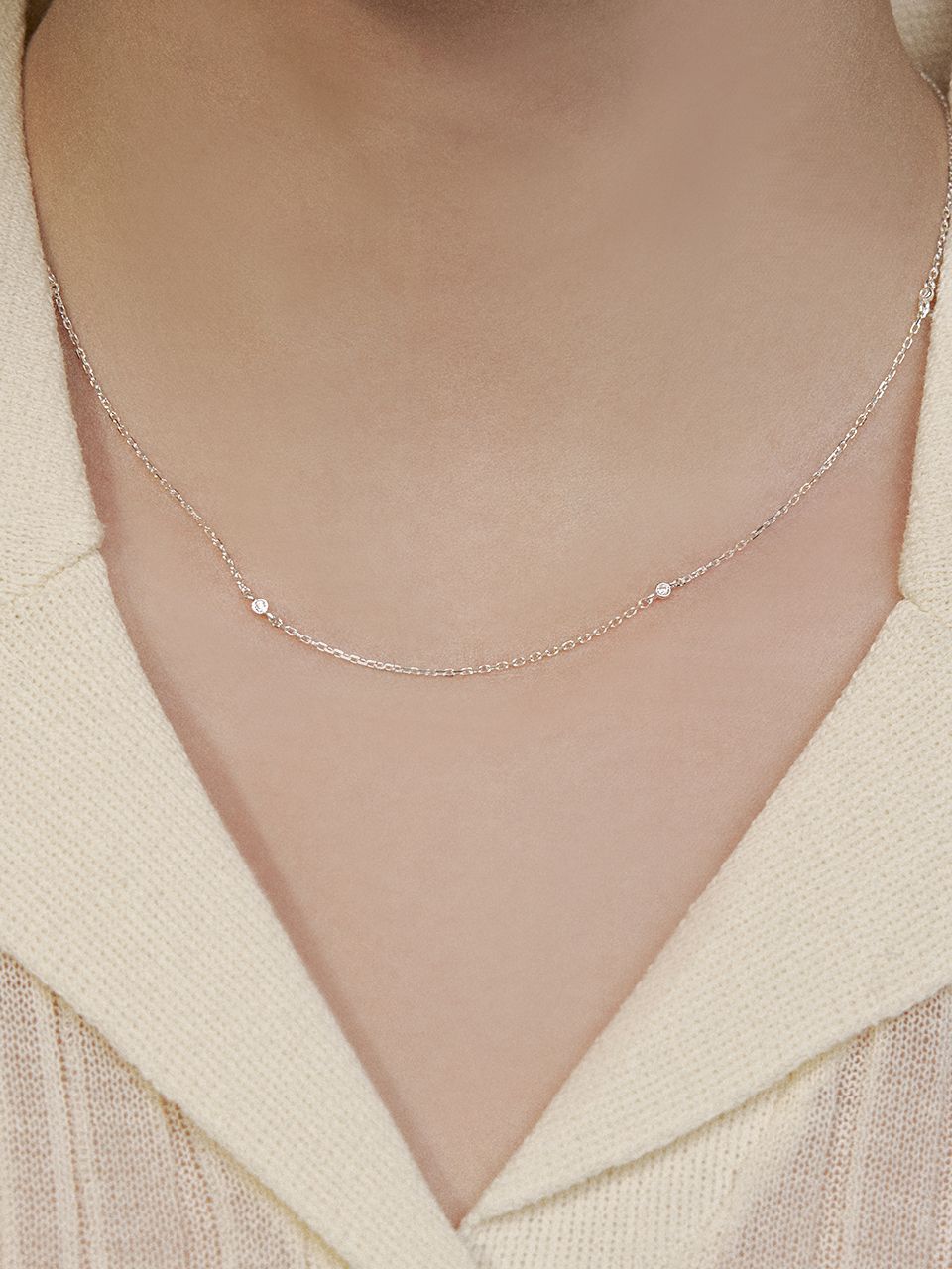 MUSINSA | HEI [sv925] thin bezel cubic necklace