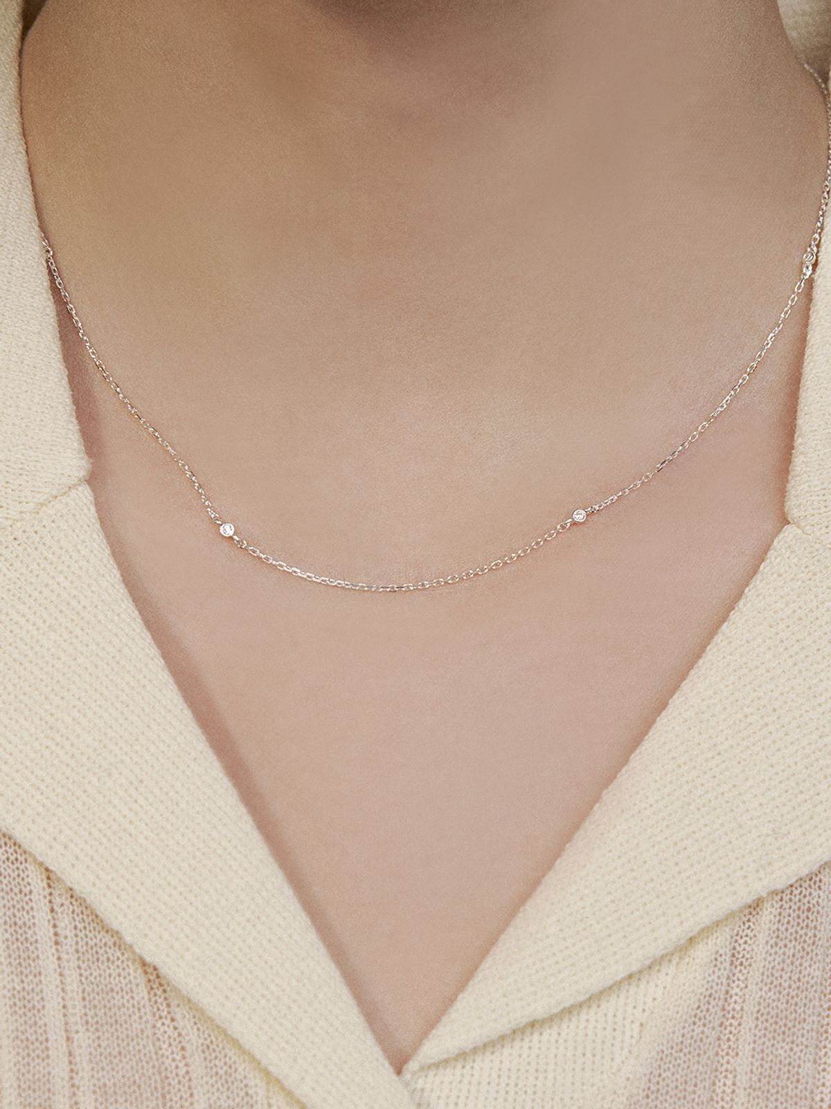 헤이(HEI) [sv925] thin bezel cubic necklace