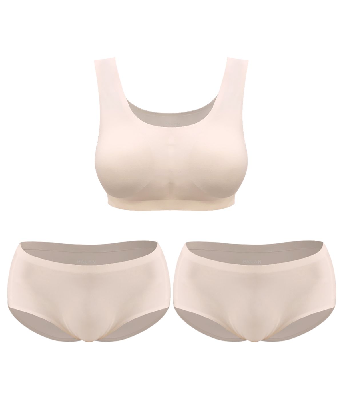 파란(PALAN) [브라1+팬티2] 퓨징 모달 심리스 노와이어 브라 삼각 누디 팬티 세트