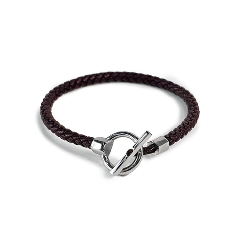 HOOK LEATHER BRACELET DARK BROWN CHL02