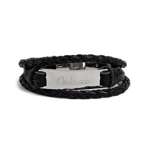 LAYERED LEATHER LOGO BRACELET CLLL01