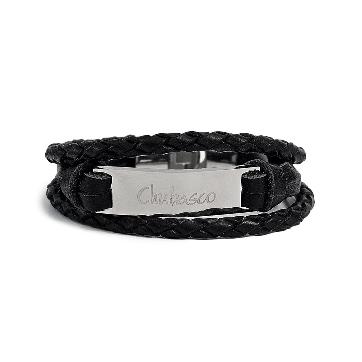 츄바스코(CHUBASCO) LAYERED LEATHER LOGO BRACELET CLLL01