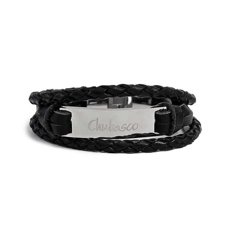 LAYERED LEATHER LOGO BRACELET CLLL01