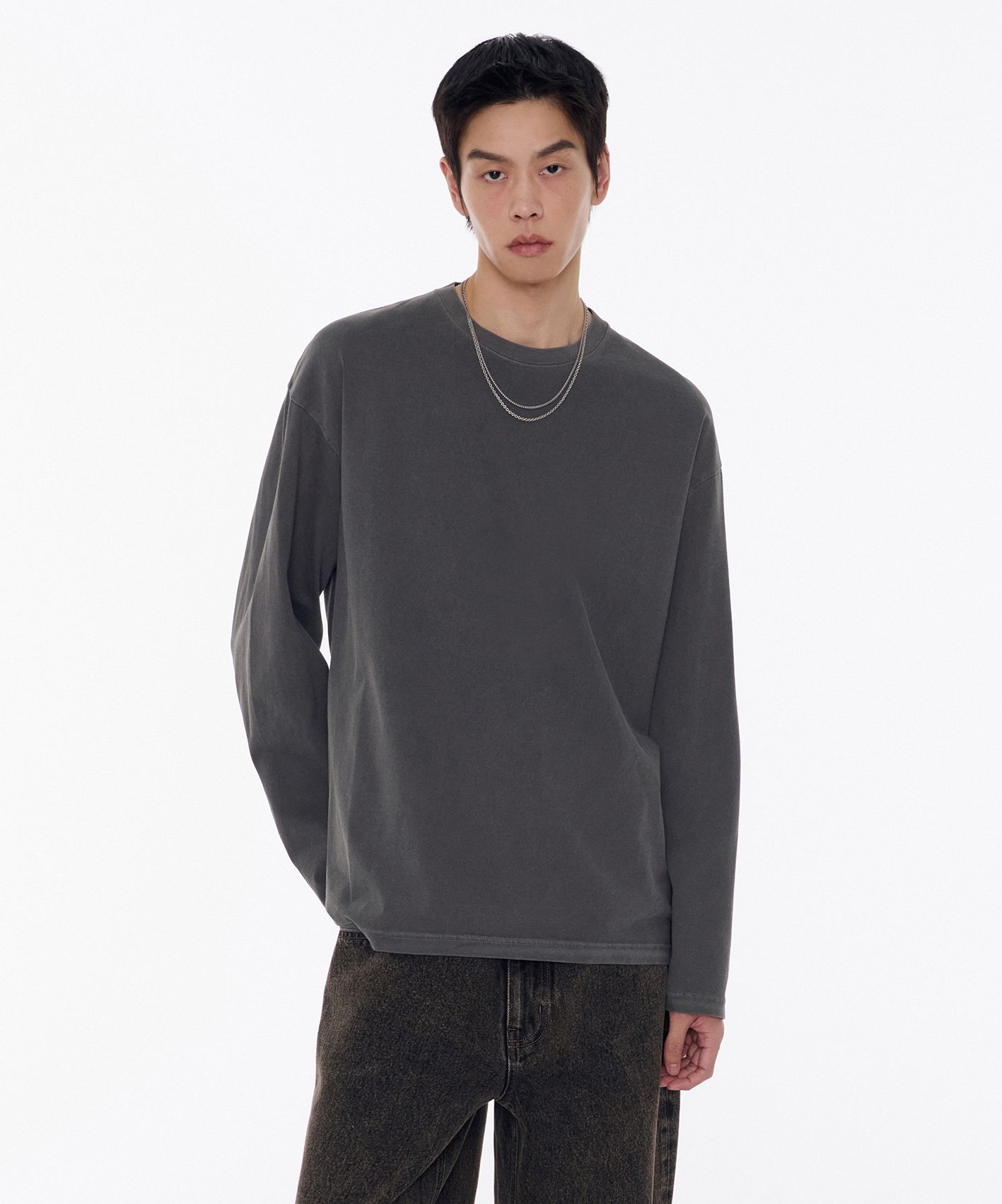 Tシャツ・カットソー *MUSINSA STANDARD* Ponte Crew Neck Long Sleeve T-Shirt Dark MUSINSA | MUSINSA STANDARD Heavy Ponte Relaxed Crew Neck