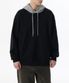 오버사이즈 투 톤 후디드 스웨트셔츠 [블랙]