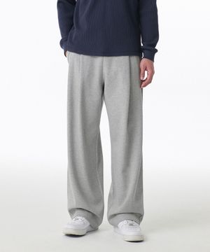 [쿨탠다드] 투 턱 와이드 라운지 스웨트 팬츠 [미디엄 그레이]