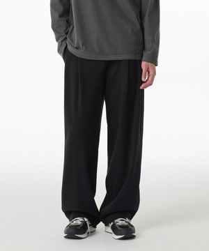 [쿨탠다드] 투 턱 와이드 라운지 스웨트 팬츠 [블랙]