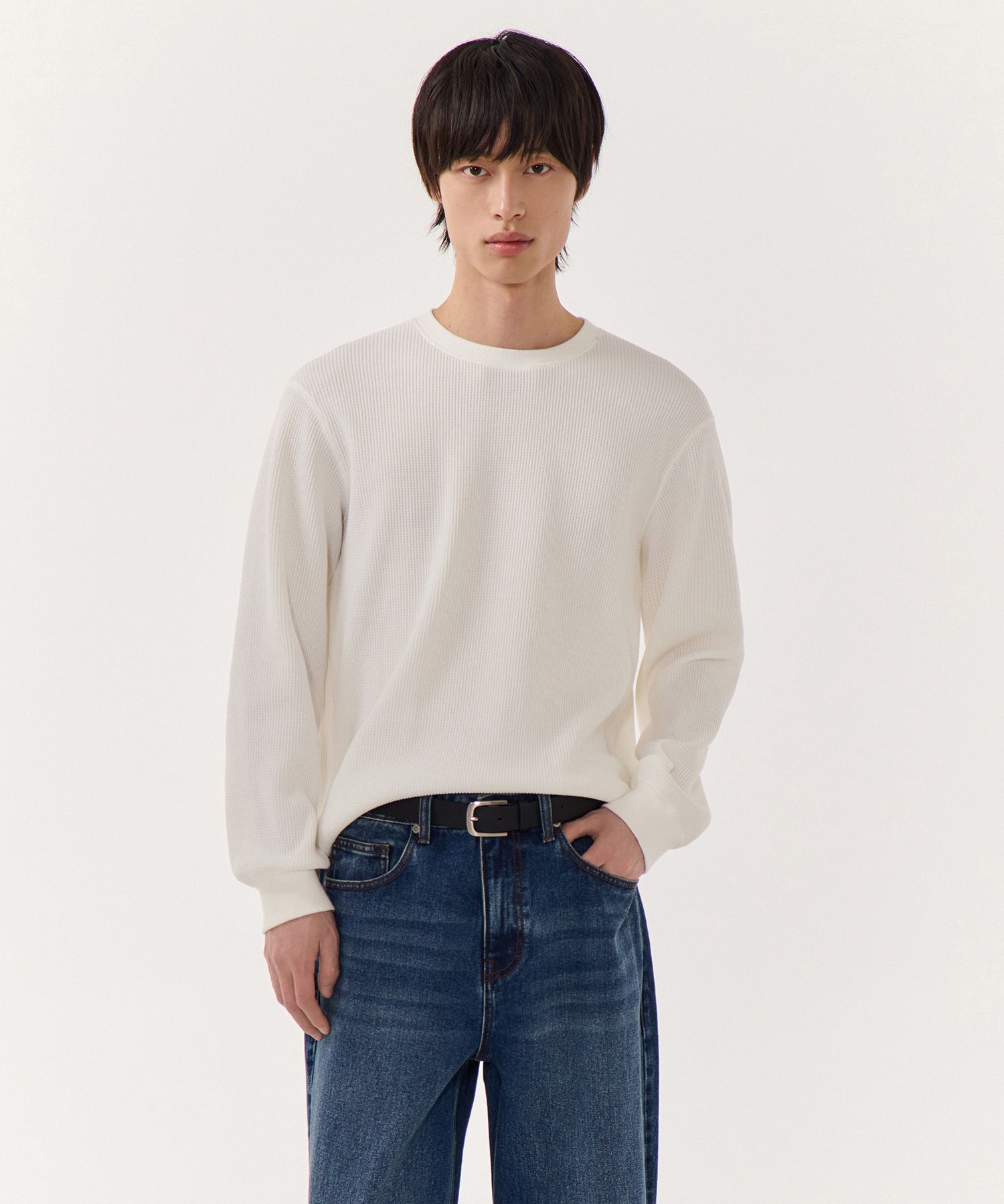 MUSINSA | MUSINSA STANDARD Waffle Basic Crew Neck Long