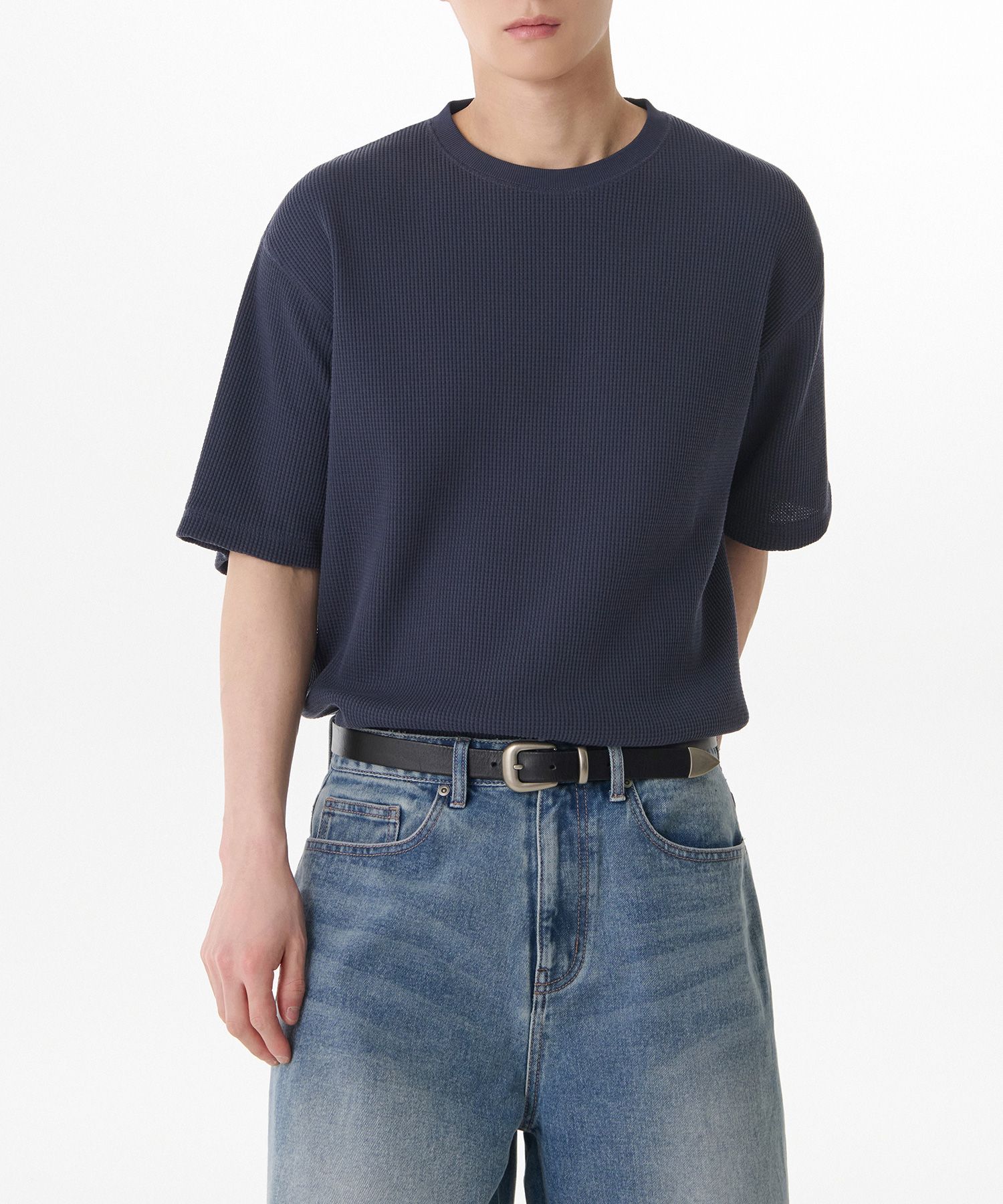 MUSINSA | MUSINSA STANDARD Waffle Relaxed Crew Neck T-Shirt