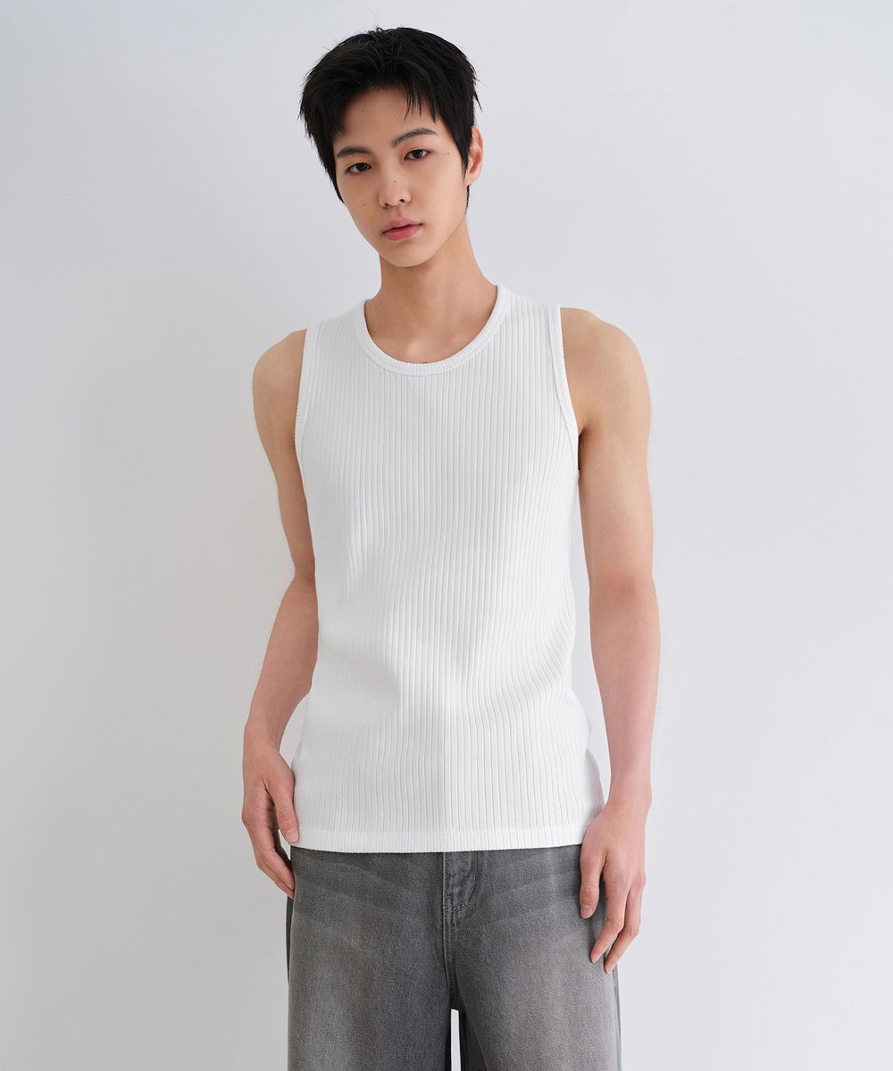 와이드 리브드 탱크 탑 [화이트]