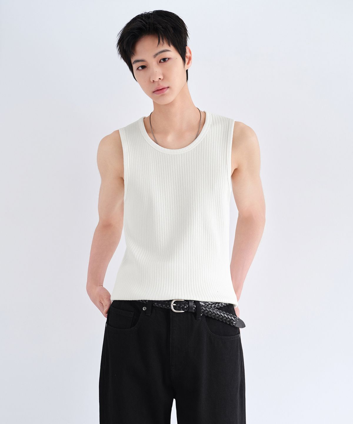 무신사 스탠다드(MUSINSA STANDARD) 와이드 리브드 탱크 탑 [크림]