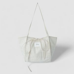 자수 레이스 더블 캔버스 숄더백 _ [네츄럴]