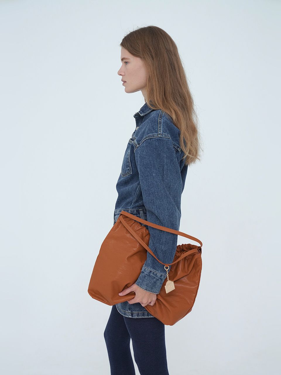 MUSINSA | RUE D'EUGENIE Synthetic Leather Small Hobo Bag - Camel