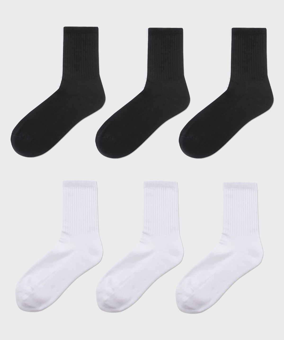 삭스더랭귀지(SOCKS THE LANGUAGE) 바닥쿠션 무지양말(화이트+블랙)6개