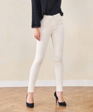 본딩기모 허리스판 밑단컷팅 스키니 데님 (화이트)