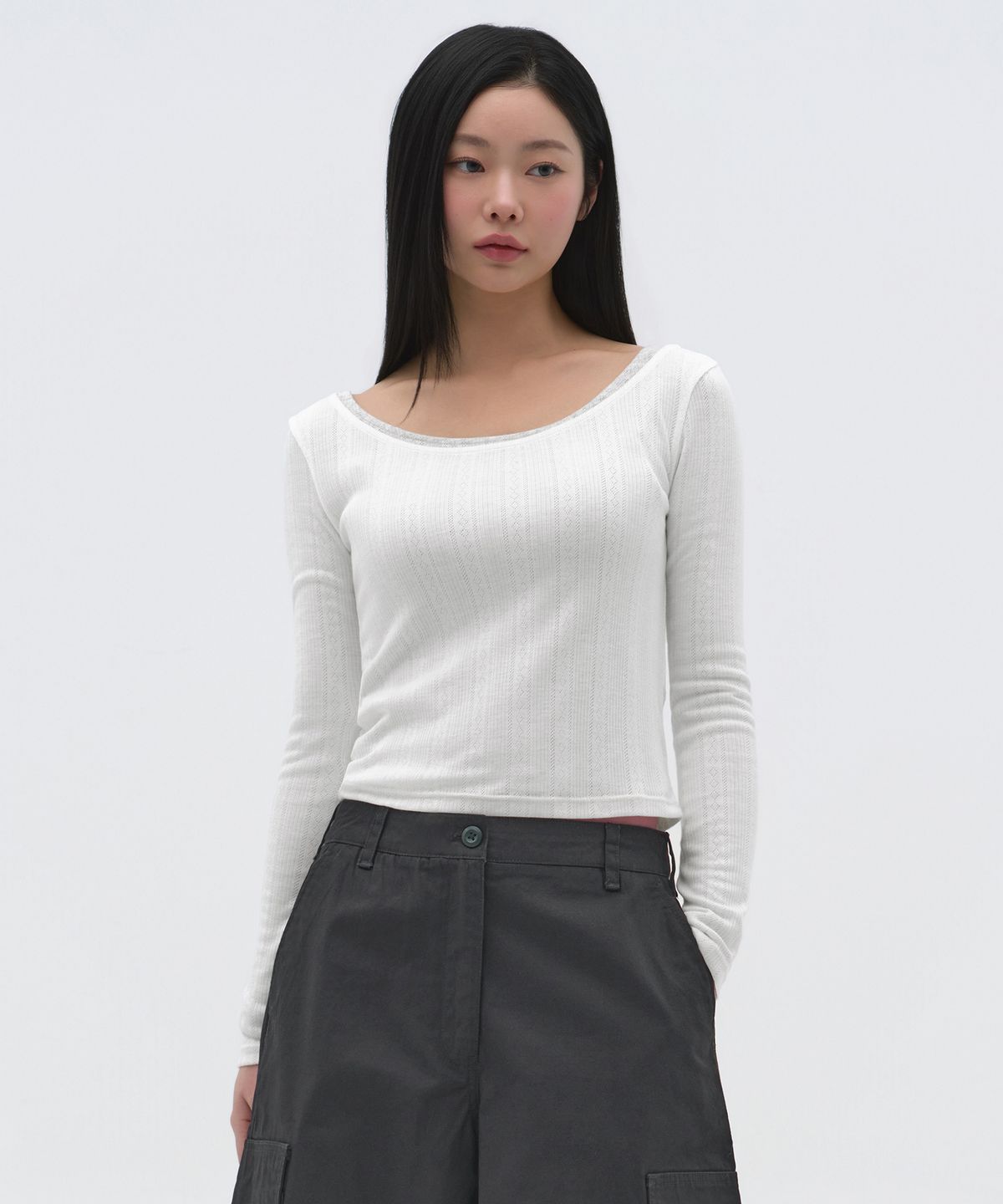무신사 스탠다드 우먼(MUSINSA STANDARD WOMAN) 우먼즈 포인텔 발레리나 긴소매 티셔츠 [화이트]