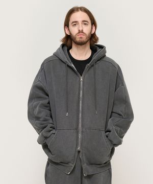 피그먼트 다잉 후드 집업 (차콜)