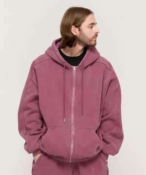 피그먼트 다잉 후드 집업 (버건디)