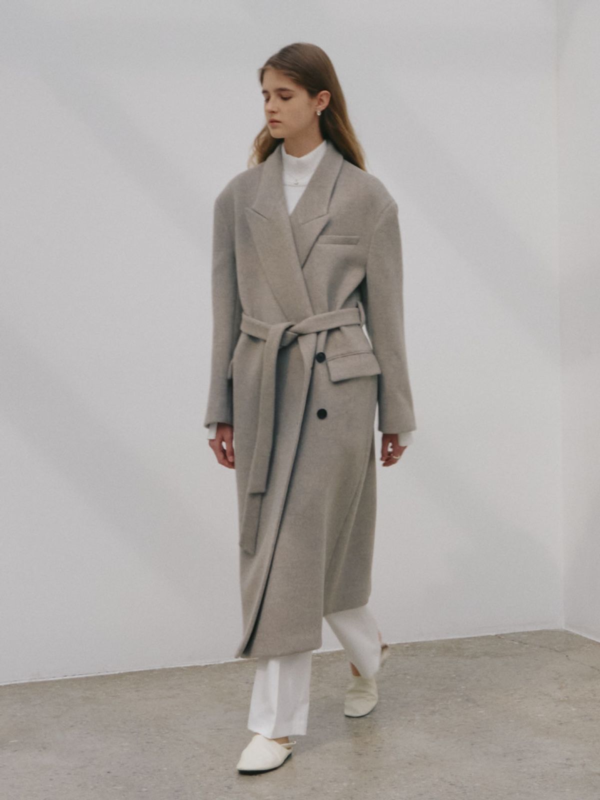 뮤제(MUSEE) LONDON Merino Wool Double Oversized Tailored Coat_Oatmeal