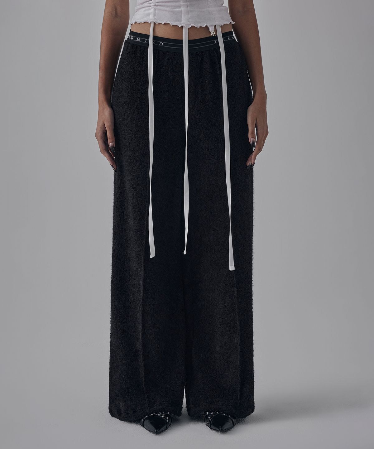 트리밍버드(TREEMINGBIRD) Banding Terry Pants [ Black ]