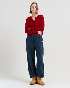 플리스 콘트라스트 조거 팬츠(FMPT1034W)_이브닝 블루