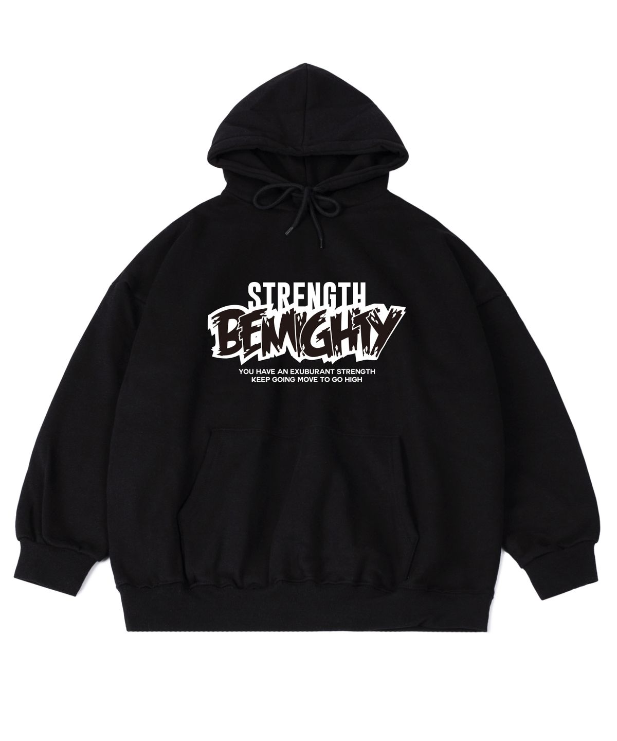 비마이티(BEMIGHTY) 와일드 빈티지 기모 오버핏 후드티 [블랙]