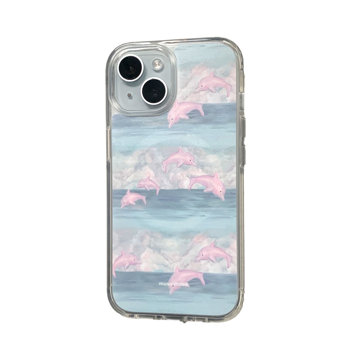 뮤즈무드(MUSEMOOD) pink dolphin (clear) 맥세이프 휴대폰케이스