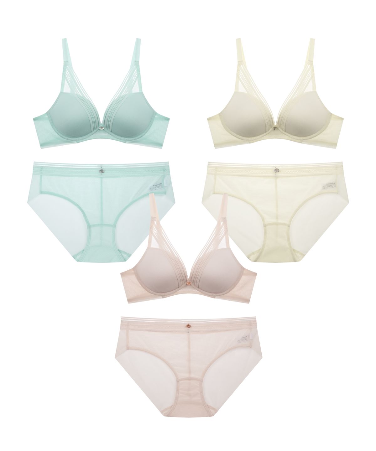 원더브라(WONDERBRA) [3PACK] 딥브이 브라팬티 세트 WBW4M535455_T