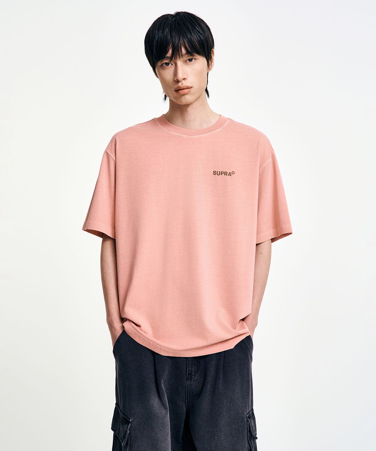 수프라(SUPRA) 가먼트다잉 반팔 티셔츠(PINK)