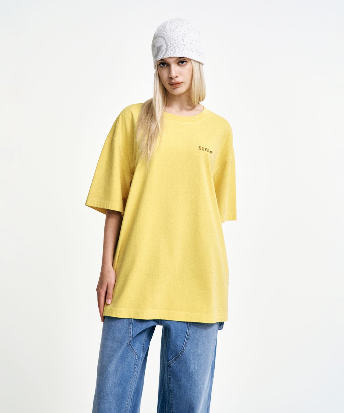 수프라(SUPRA) 가먼트다잉 반팔 티셔츠(YELLOW)
