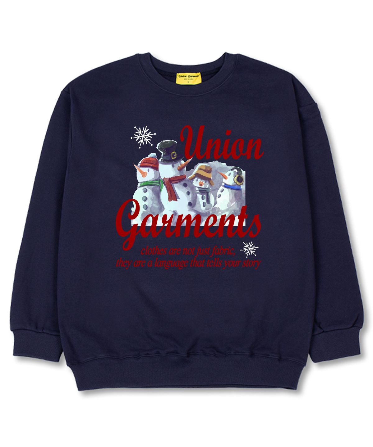 유니온가먼츠(UNION GARMENTS) 스노우패밀리 오버핏 맨투맨 크리스마스 티셔츠 [쭈리]네이비