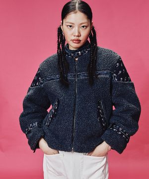 반다나 테디 바이커 쟈켓 no.1/ 차콜 그레이