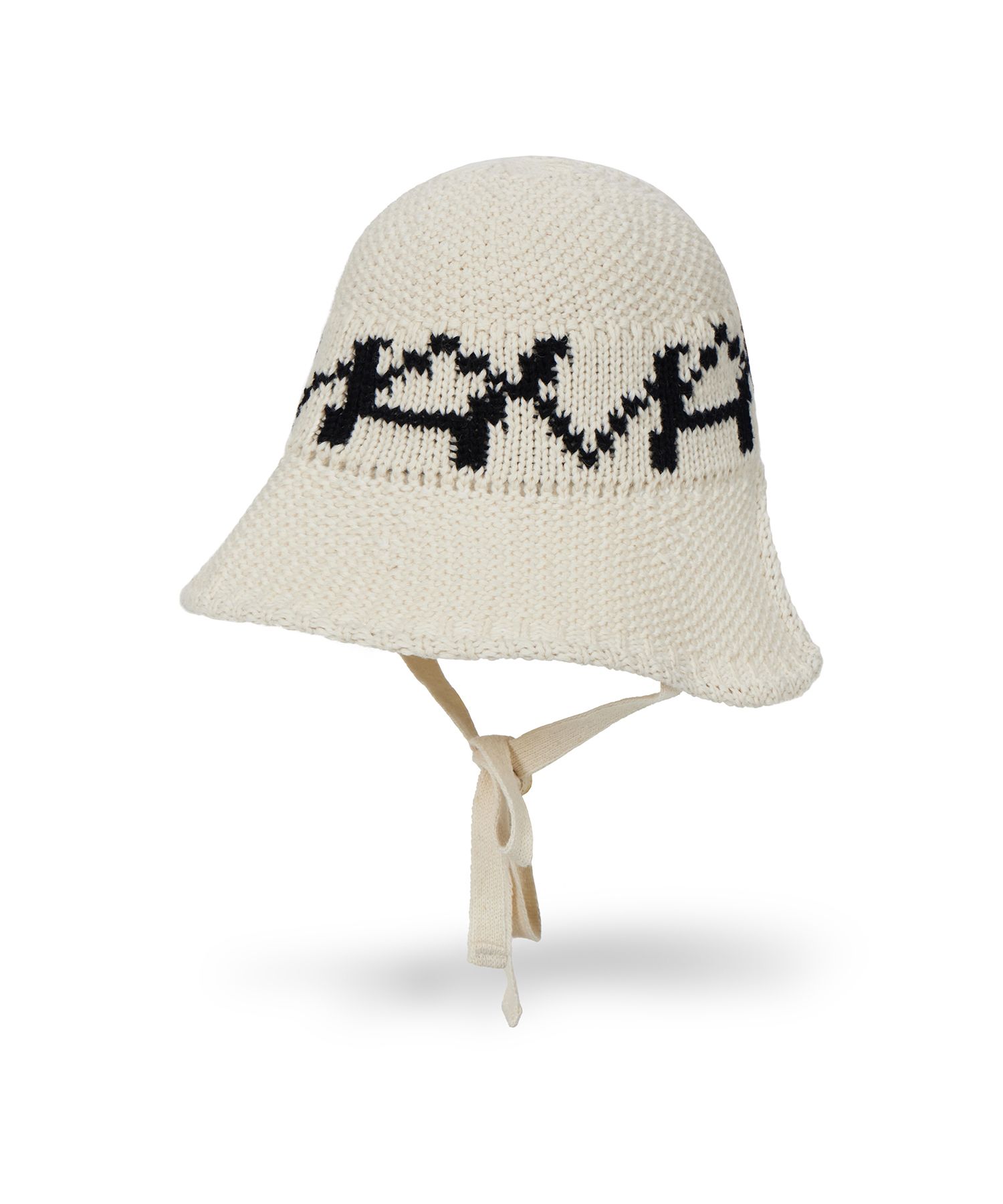 MUSINSA | VARZAR VA Digital Logo Cozy Knit Bonnet Hat Cream