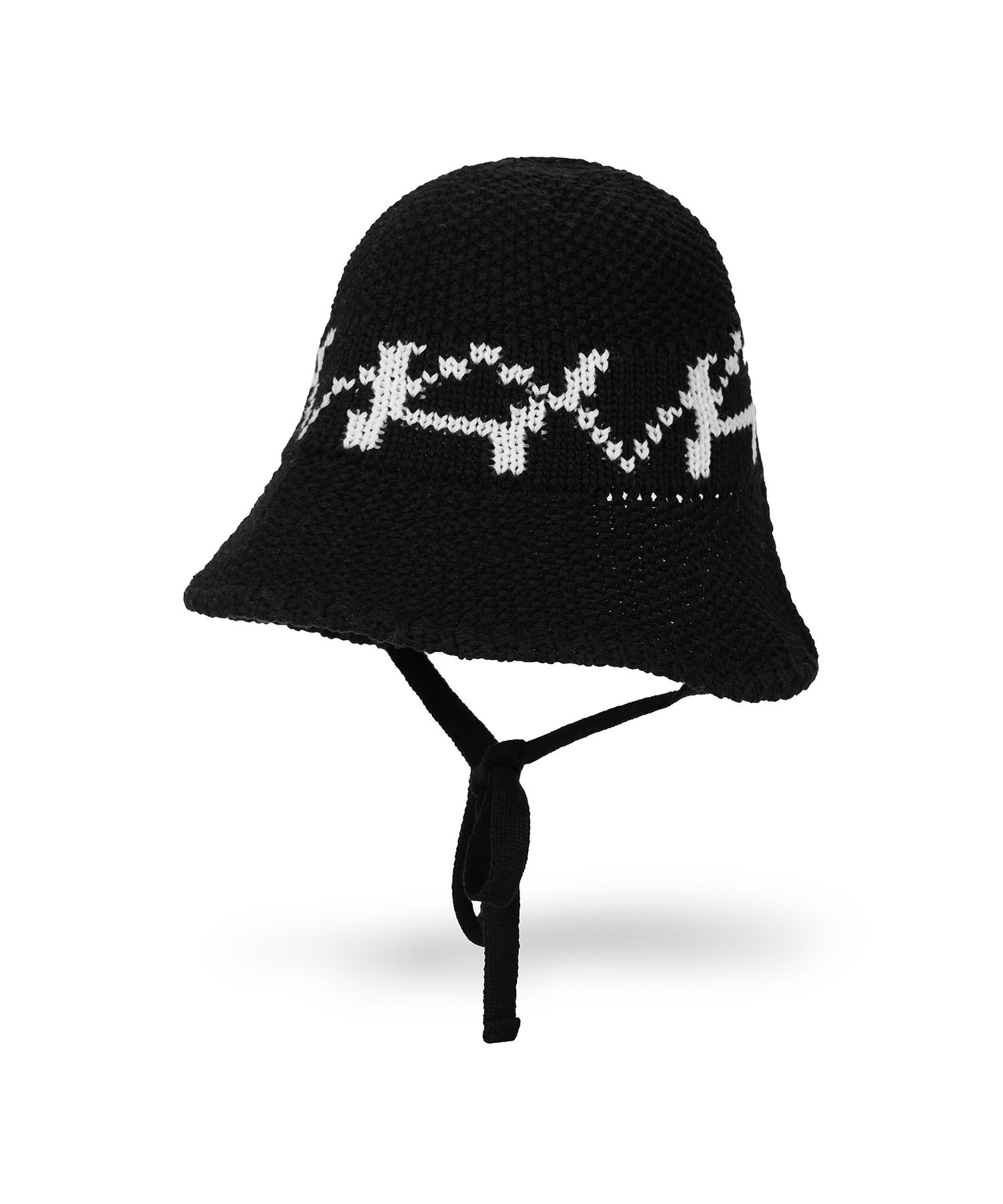 ★VARZAR★ VA digital logo cozy knit bonnet hat cream black MUSINSA | VARZAR VA Digital Logo Cozy Knit Bonnet Hat Cream