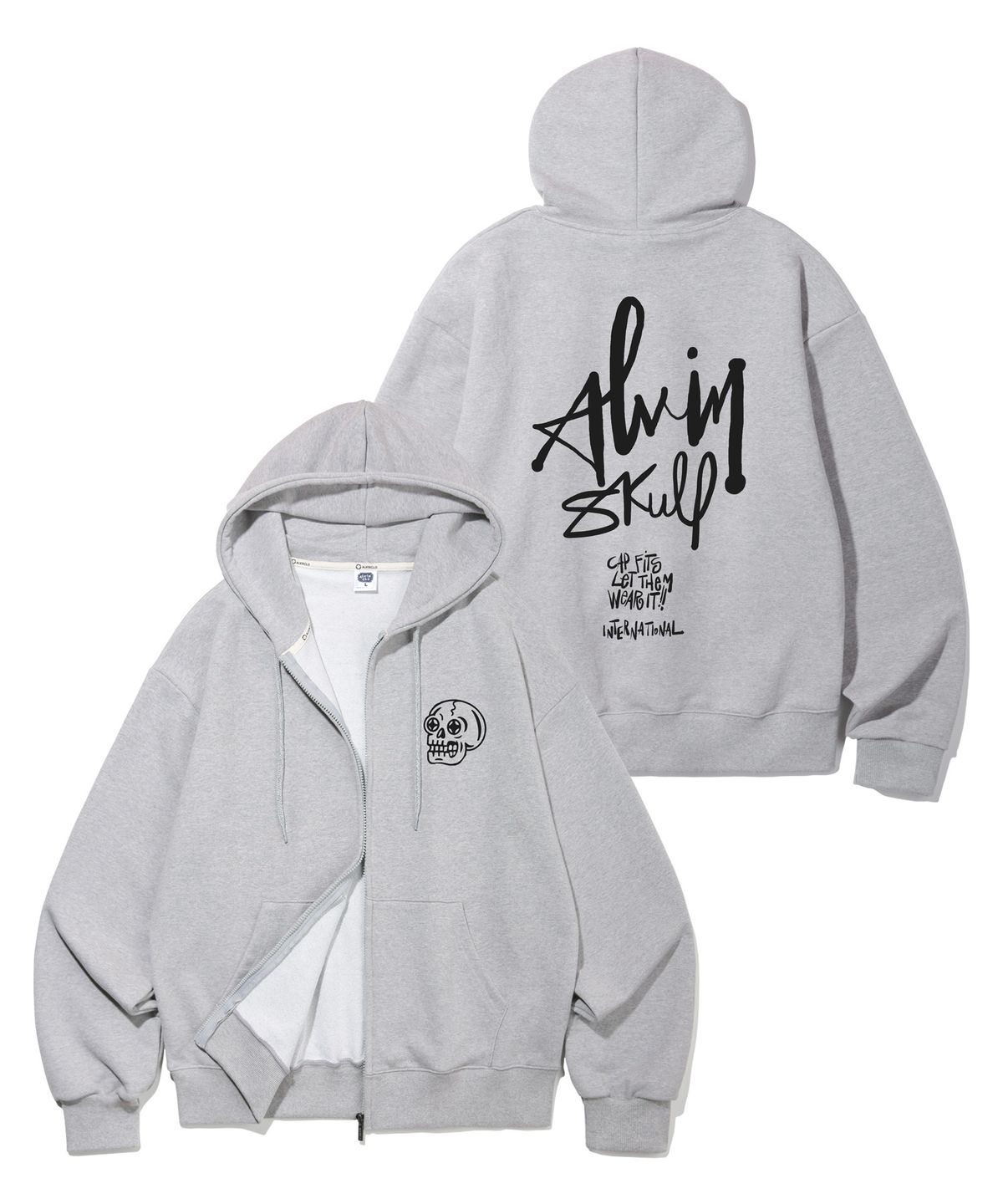 앨빈클로(ALVINCLO) 스컬 오버핏 후드집업 AZH887 (2 COLOR)