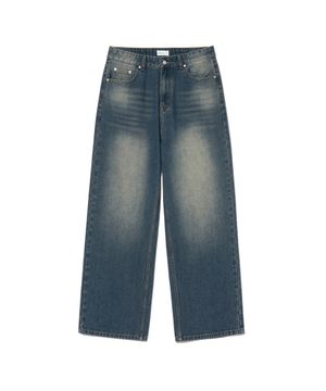 87-STAN161 빈티지 딥 캣워싱 와이드 데님팬츠 샌드블루
