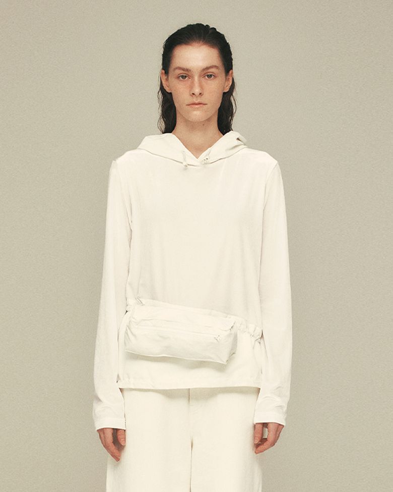 SMALL BAG VELVET HOODIE (White)