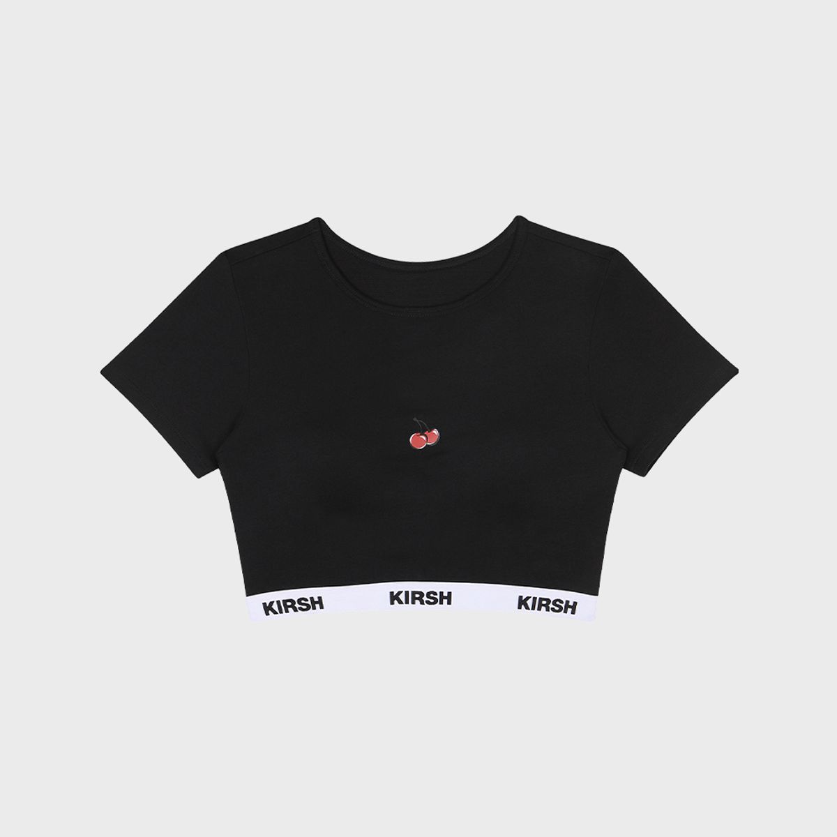 키르시 언더웨어(KIRSH UNDERWEAR) 베이직 반팔 크롭 브라탑 블랙