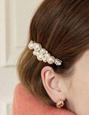 래디언트 진주 큐빅 헤어핀